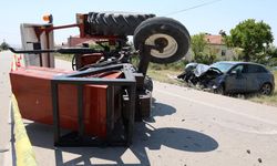 Traktör İle Otomobil Çarpıştı: 4 Yaralı