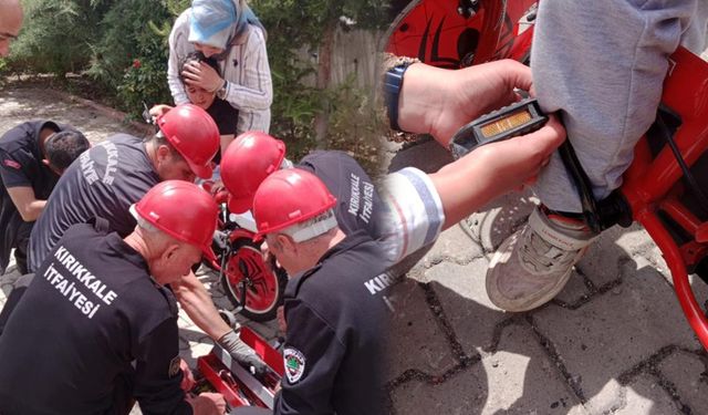 Bisiklet Pedalına Ayağı Sıkışan Çocuğu İtfaiye Kurtardı