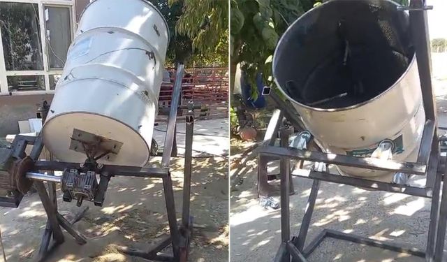 Ahıllı’da Mucit Vatandaş Kendi Beton Makinesini Üretti