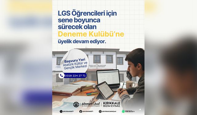 Kırıkkale’de Öğrencilere Ücretsiz LGS Deneme Desteği