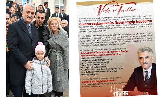 Vali Mehmet Makas Kırıkkale ile vedalaştı