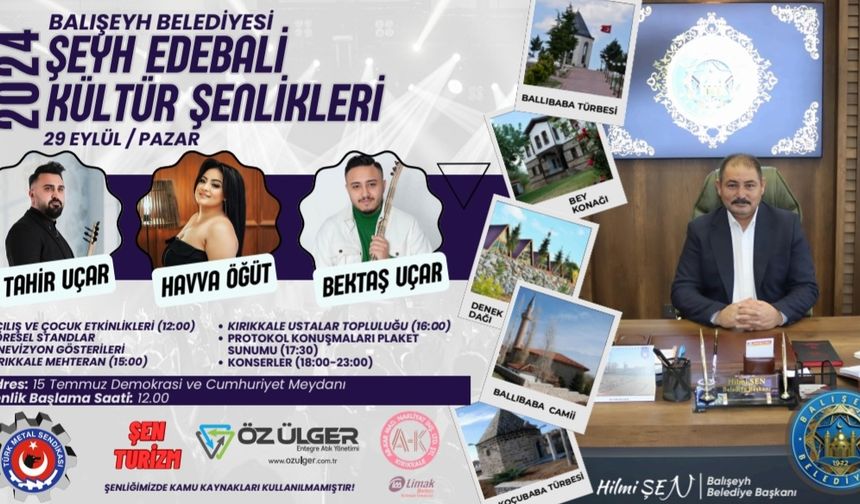 Balışeyh Şeyh Edebali Kültür Şenliği bugün yapılacak