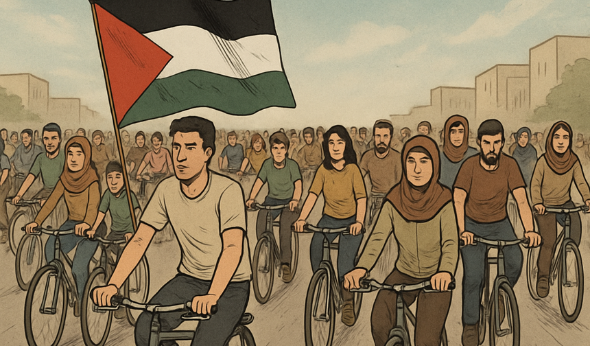 Kırıkkale'de Gazze İçin Pedallar Dönüyor