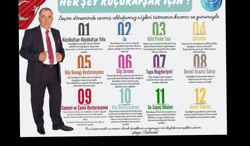 Muhtar bir başkan gibi hizmetlerini özetledi