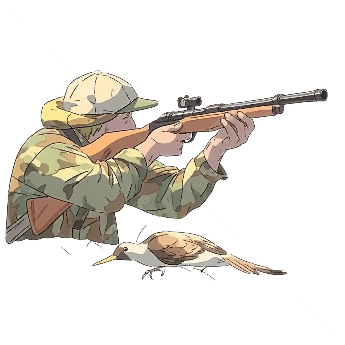 Pngtree Hunter Aiming Shotgun Rifle At Duck Png Image 13010352