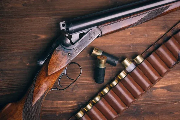 Depositphotos 42516681 Stock Photo Shotgun On Wooden Background