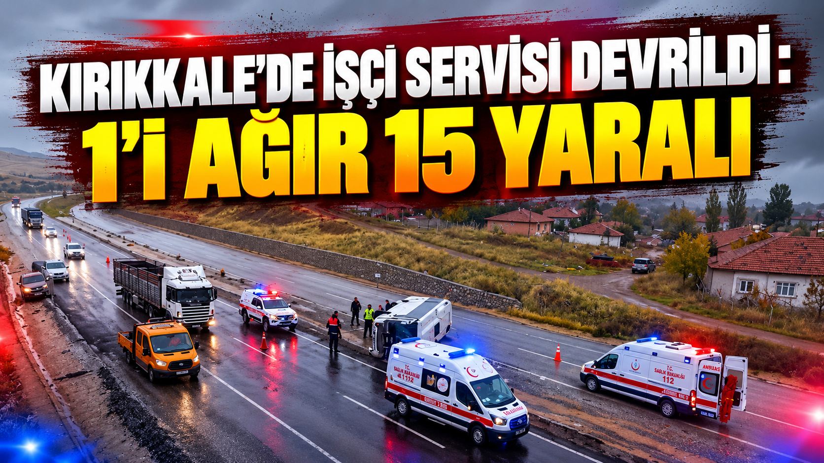 Kırıkkale'de İşçi Servisi Devrildi: 1'i Ağır 15 Yaralı